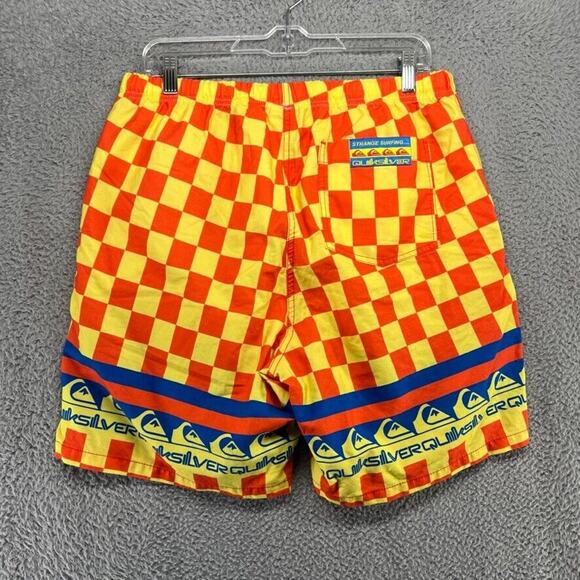 Quiksilver Shorts Men's Medium Orange Yellow Stranger Things Surfer Pizza Logo - Picture 6 of 9